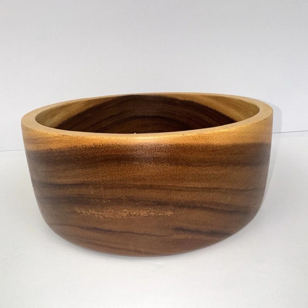 Acacia Wood Bowl Hand Turned Rustic Farmhouse Boho Serving Salad Fruit Bowl 10